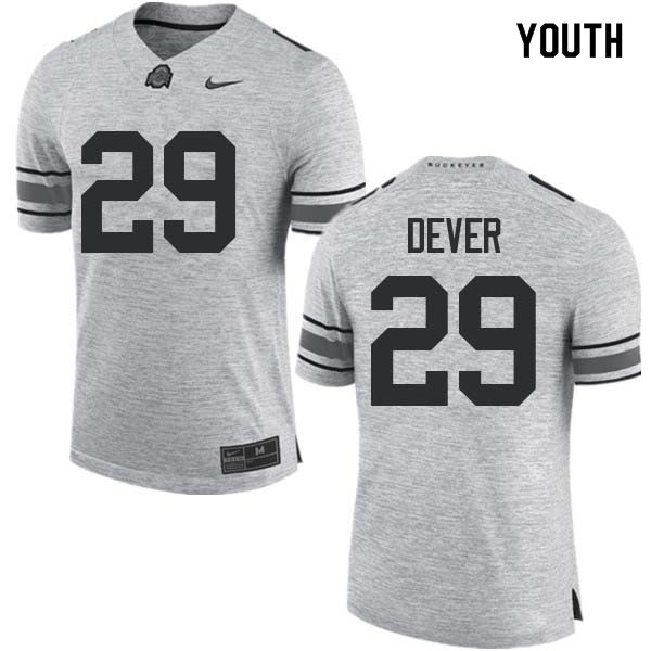 Ohio State Buckeyes Kevin Dever Youth #29 Gray Authentic Stitched College Football Jersey